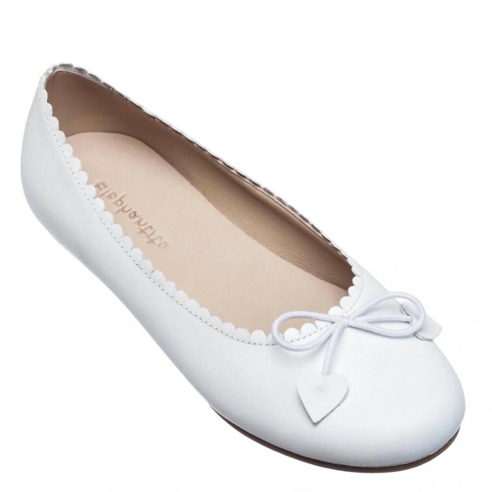 NEW ELEPHANTITO girl's scalloped ballerina flat in white